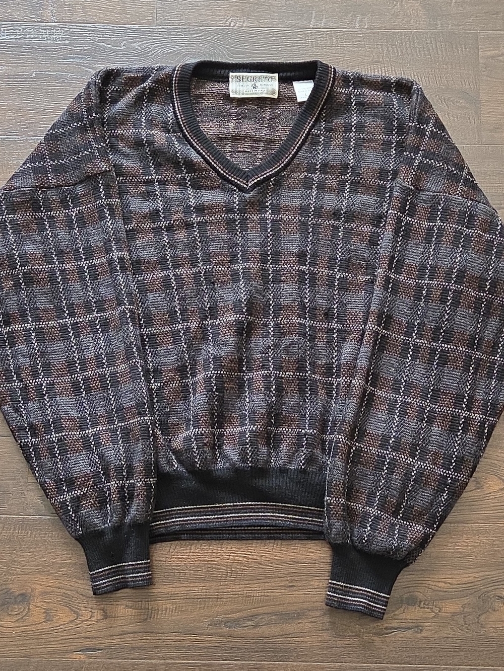 Vintage Segreto Plaid V-Neck Sweater
